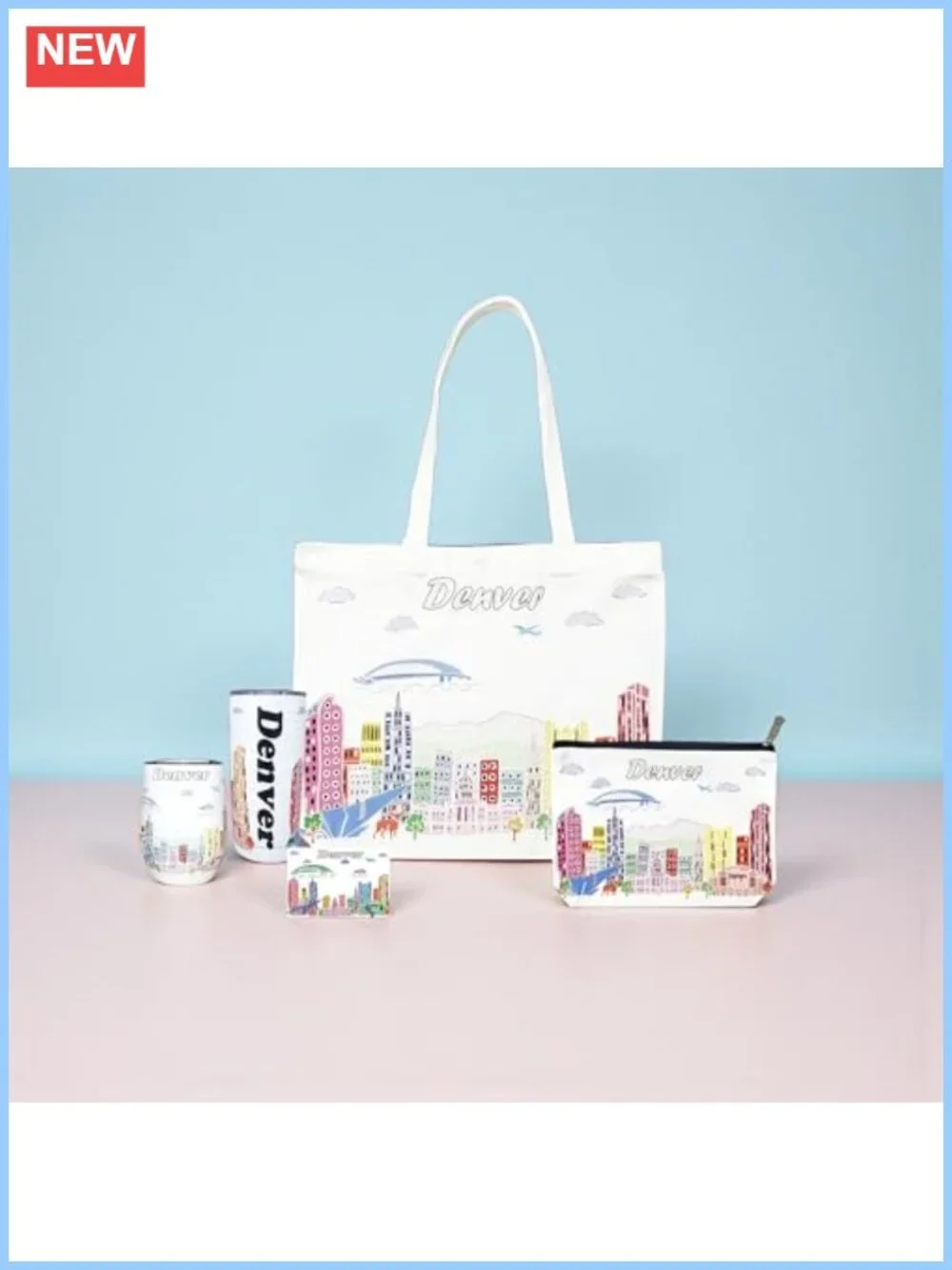 Cotton Canvas Tote Bag with Magnetic Zipper Closure, Reusable City Artwork,